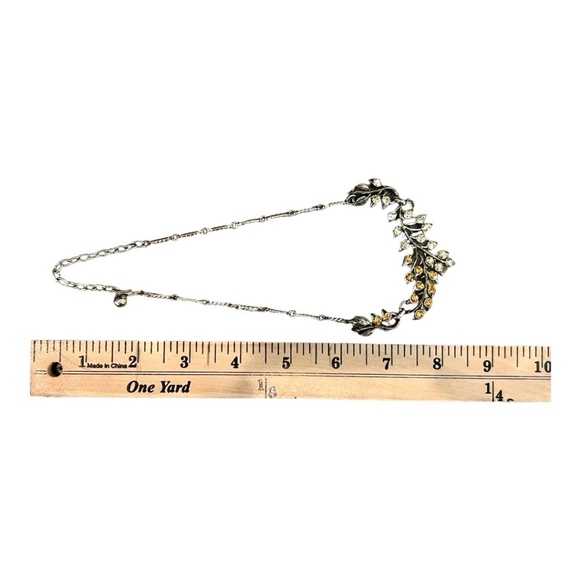 Vintage Coro Signed Gold Yellow Rhinestones adjustable Necklace - Picture 6 of 7